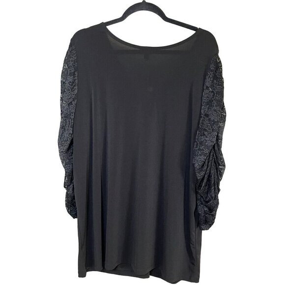 Torrid Top Women 3X Black Pullover Crepe Lace Neutral Whimsygoth Fairy Western - Picture 7 of 14